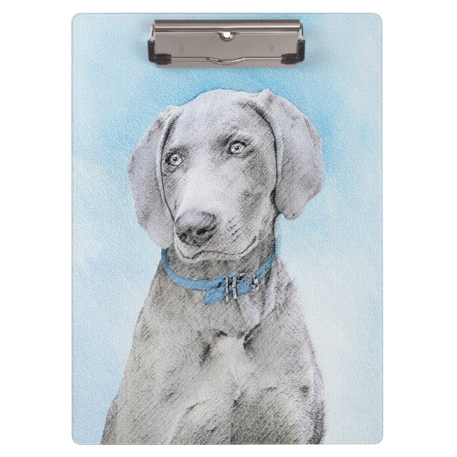Weimaraner Painting - Cute Original Dog Art Clipboard (Front)