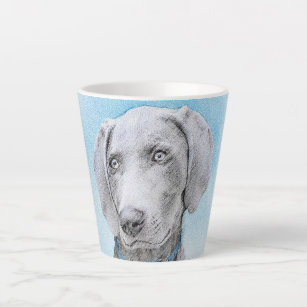 Weimaraner Painting - Cute Original Dog Art Latte Mug