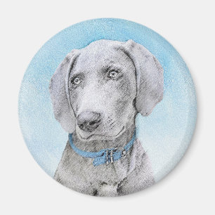 Weimaraner Painting - Cute Original Dog Art Magnet