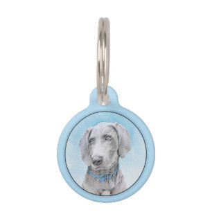 Weimaraner Painting - Cute Original Dog Art Pet Tag