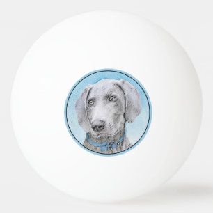 Weimaraner Painting - Cute Original Dog Art Ping Pong Ball