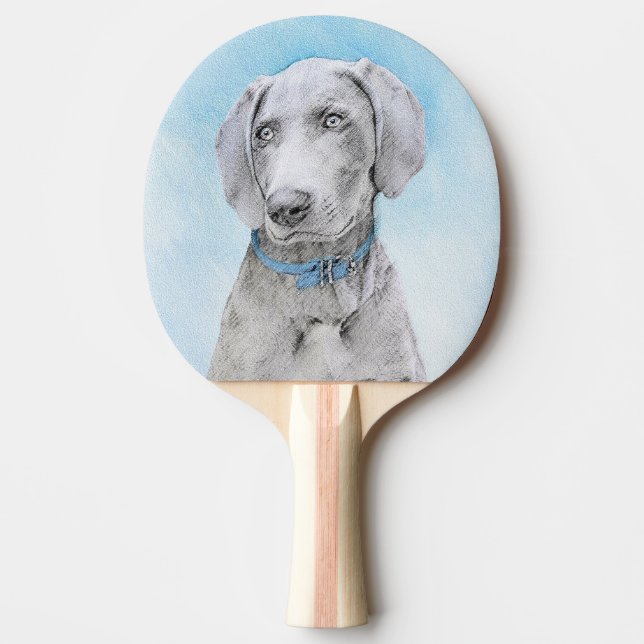 Weimaraner Painting - Cute Original Dog Art Ping Pong Paddle (Front)