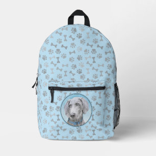 Weimaraner Painting - Cute Original Dog Art Printed Backpack