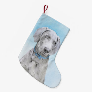 Weimaraner Painting - Cute Original Dog Art Small Christmas Stocking