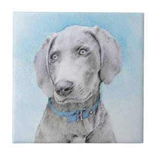 Weimaraner Painting - Cute Original Dog Art Tile