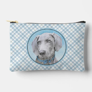 Weimaraner Painting Grey Silver Original Dog Art Accessory Pouch
