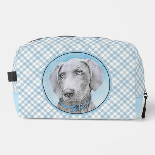 Weimaraner Painting Grey Silver Original Dog Art Dopp Kit