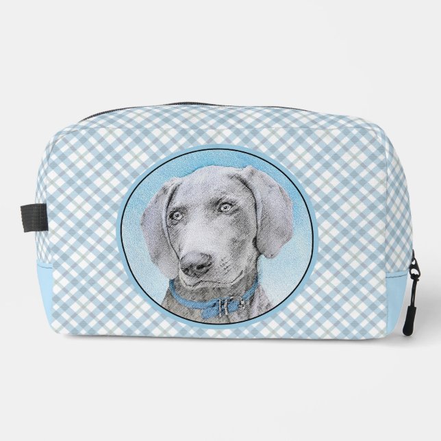 Weimaraner Painting Grey Silver Original Dog Art Dopp Kit (Front)