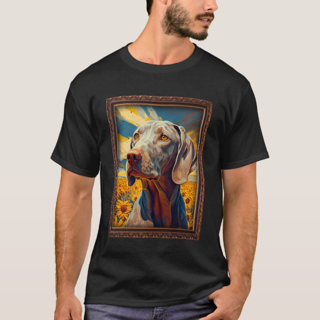 Weimaraner Painting Sunflower Flower Mum Women Flo T-Shirt (Front)