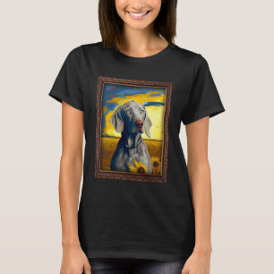 Weimaraner Painting Sunflower Flower Mum Women Flo T-Shirt