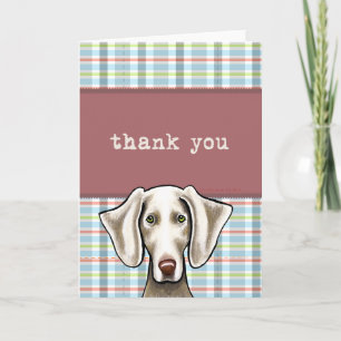 Weimaraner Pale Plaid Thank You Card