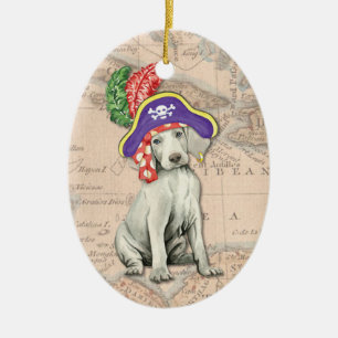 Weimaraner Pirate Ceramic Tree Decoration