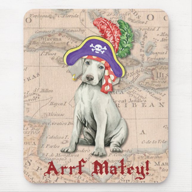 Weimaraner Pirate Mouse Mat (Front)