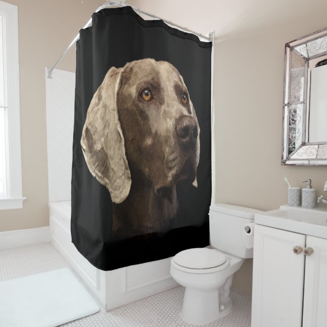 Weimaraner Portrait Shower Curtain (In Situ)