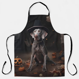 Weimaraner Pumpkins Halloween Scary Apron