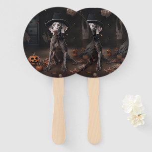 Weimaraner Pumpkins Halloween Scary Hand Fan