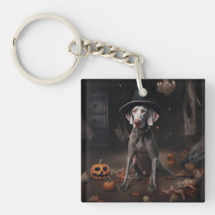 Weimaraner Pumpkins Halloween Scary Key Ring