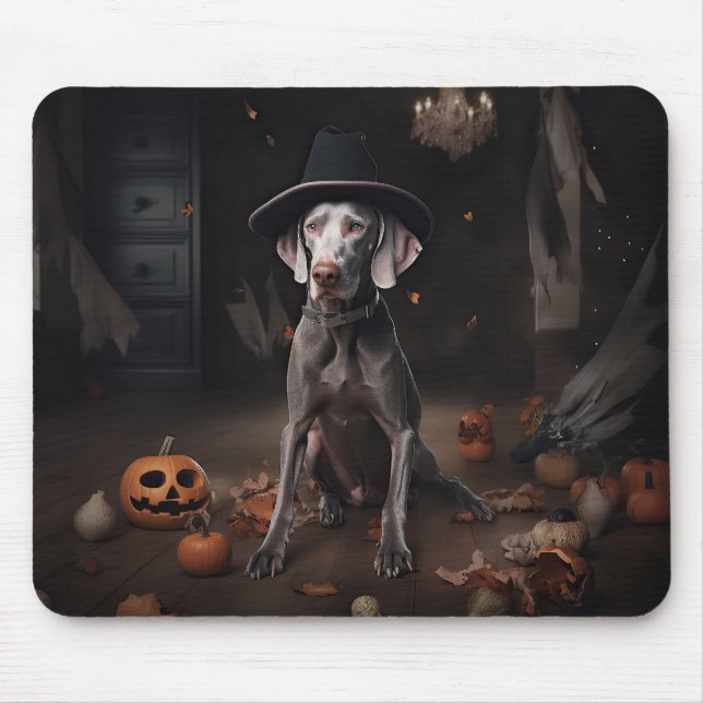 Weimaraner Pumpkins Halloween Scary Mouse Mat (Front)