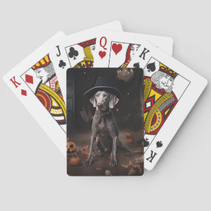 Weimaraner Pumpkins Halloween Scary Playing Cards