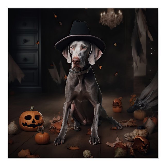 Weimaraner Pumpkins Halloween Scary Poster (Front)