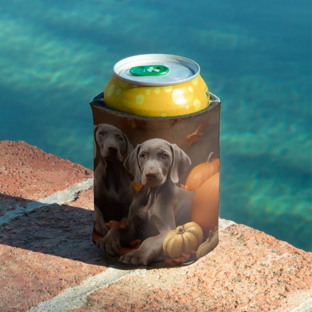 Weimaraner Puppy Autumn Delight Pumpkin Can Cooler (In Situ Pool)