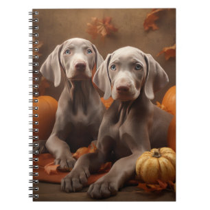 Weimaraner Puppy Autumn Delight Pumpkin Notebook