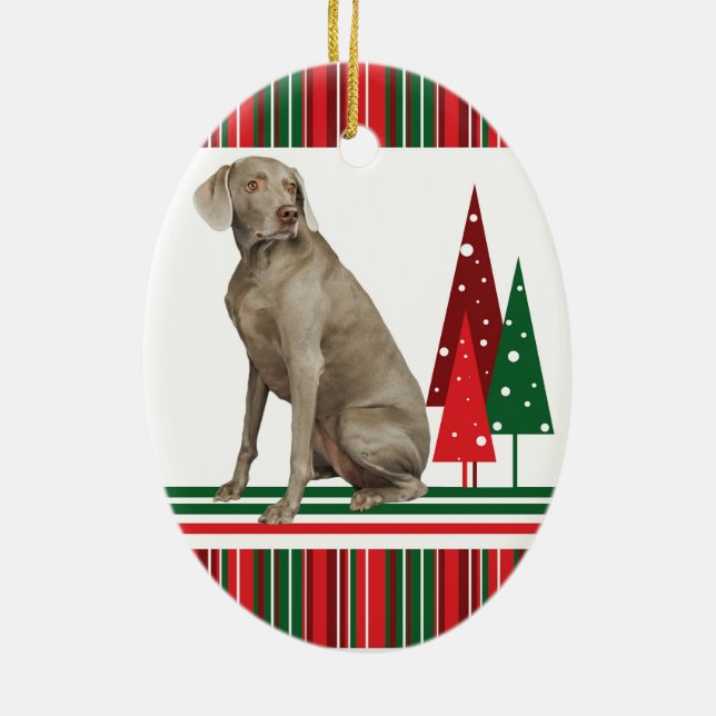 Weimaraner Retro Christmas Ornament (Back)
