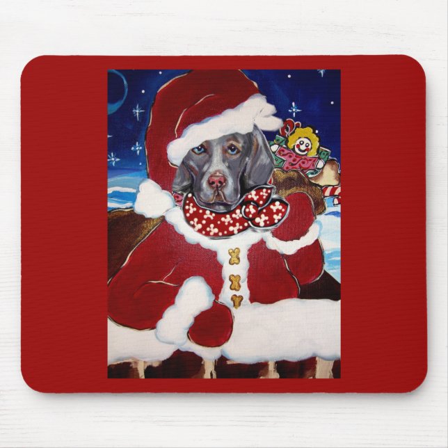 Weimaraner Santa Claus Mouse Mat (Front)