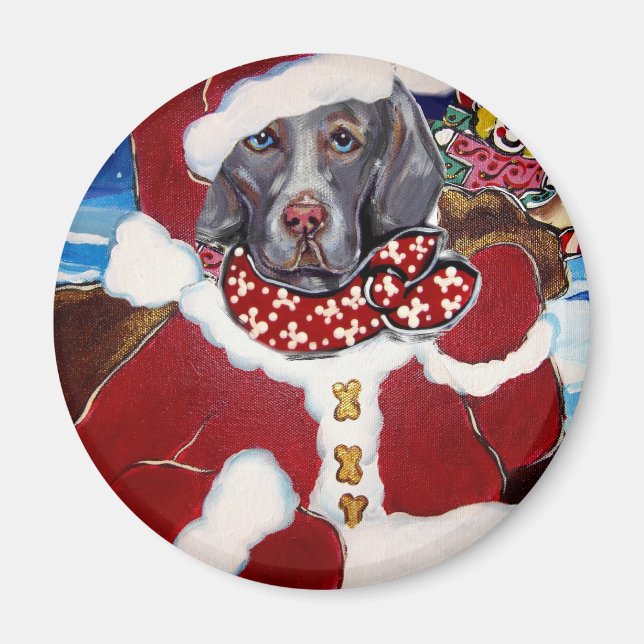 Weimaraner Santa Magnet (Front)
