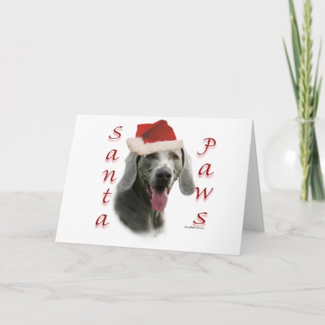 Weimaraner Santa Paws Holiday Card (Front)