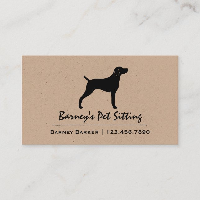Weimaraner Silhouette Pet Dog | Animal Services Business Card (Front)