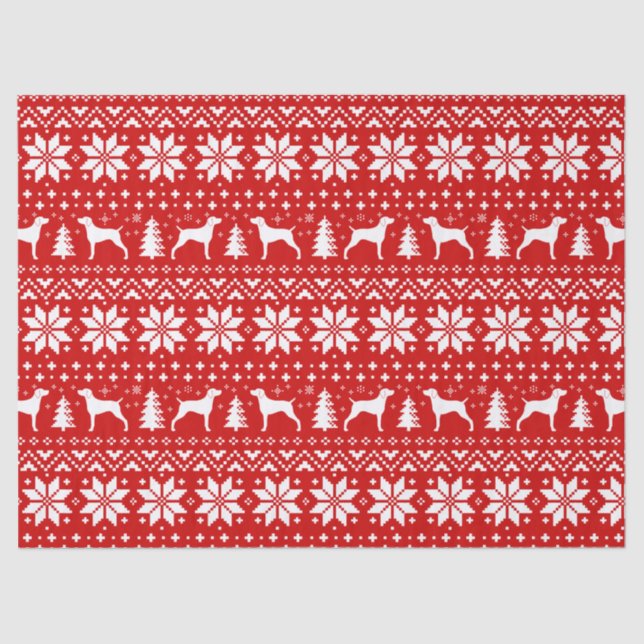 Weimaraner Silhouettes Christmas Pattern Red Tissue Paper (Front)