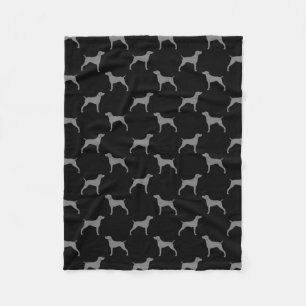 Weimaraner Silhouettes Pattern Grey and Black Fleece Blanket