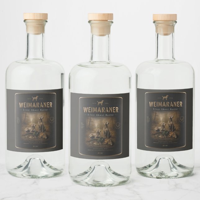 Weimaraner – Silver Ghost Hunter  Liquor Bottle Label (Bottles)