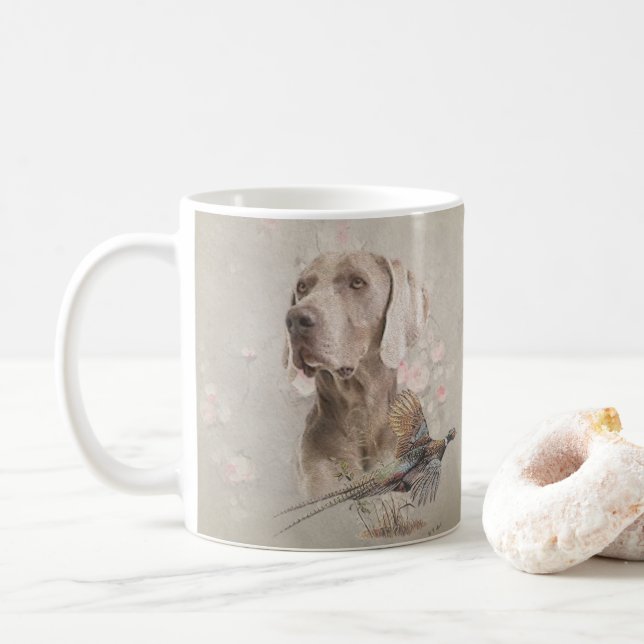 Weimaraner Tapestry Poster Acrylic Print Button Ke Coffee Mug (With Donut)
