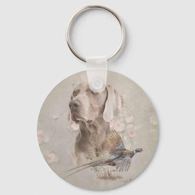Weimaraner Tapestry Poster Acrylic Print Button Key Ring (Front)