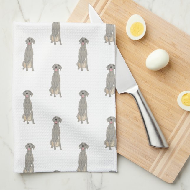 Weimaraner Tea Towel (Quarter Fold)
