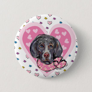 Weimaraner Valentine 6 Cm Round Badge