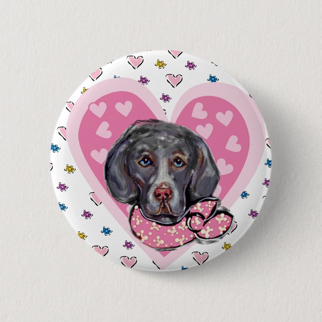 Weimaraner Valentine 6 Cm Round Badge (Front)