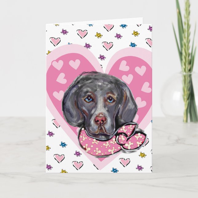 Weimaraner Valentine Holiday Card (Front)