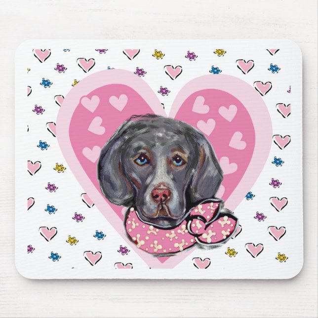 Weimaraner Valentine Mouse Mat (Front)