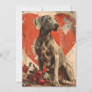 Weimaraner Vintage Valentine's Day  Holiday Card
