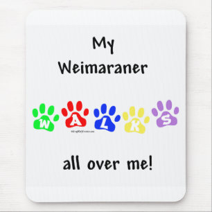 Weimaraner Walks Mouse Mat
