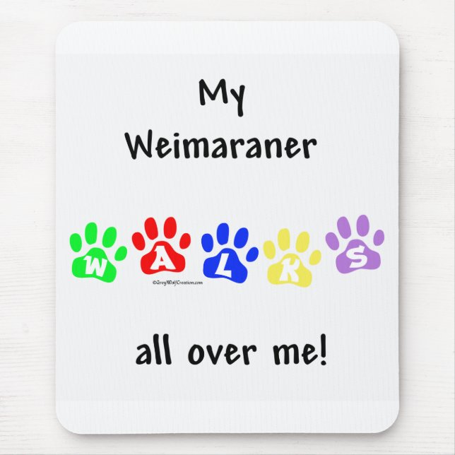 Weimaraner Walks Mouse Mat (Front)