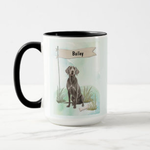 Weimaraner Watercolor Personalised Dog Mug