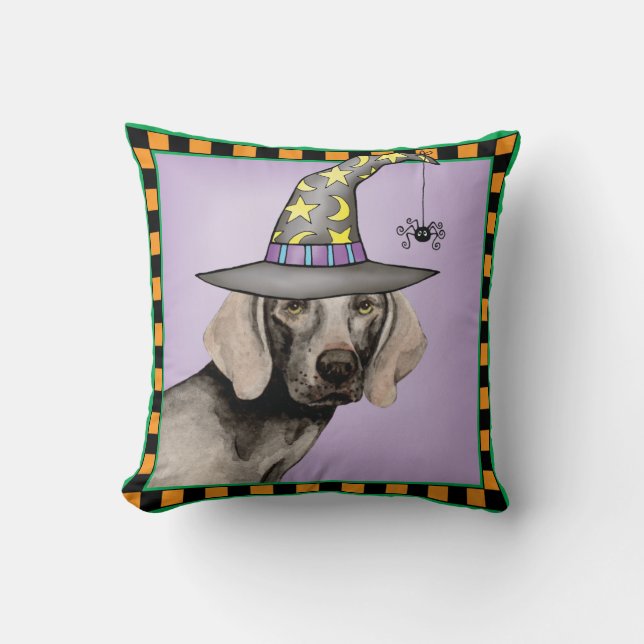 Weimaraner Witch Cushion (Front)