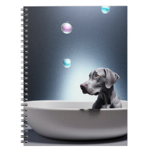 Weimaraner With Bubbles Spiral Notebook
