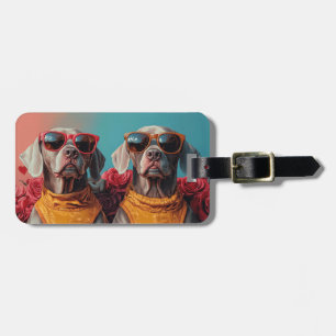 Weimaraner with Heart Roses Valentine's Day  Luggage Tag