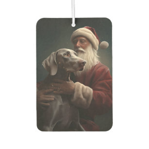 Weimaraner With Santa Claus Festive Christmas Car Air Freshener