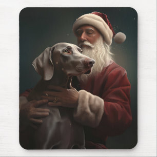 Weimaraner With Santa Claus Festive Christmas Mouse Mat